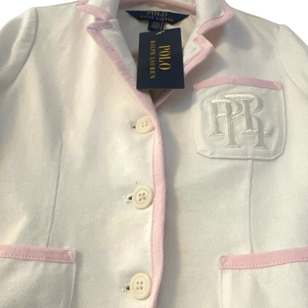 Polo Ralph Lauren adorable white and pink country club girl blazer cotton 4/4T - Picture 4 of 6